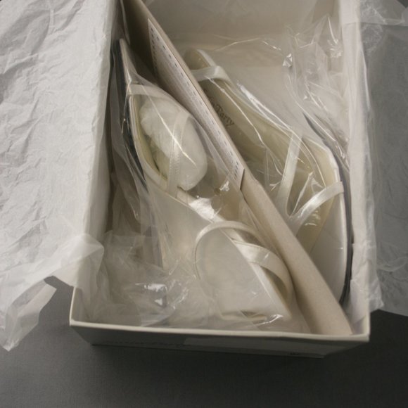 White Satin Wedge Shoes - Picture 5 of 5